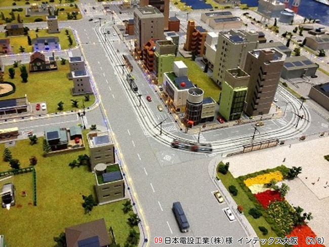 日本電設工業のジオラマ、街並み部分を撮影した写真（インテックス大阪）