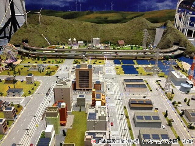インテックス大阪に展示した日本電設工業の事業説明用ジオラマの完成写真