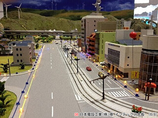 日本電設工業のジオラマの道路部分を撮影した写真
